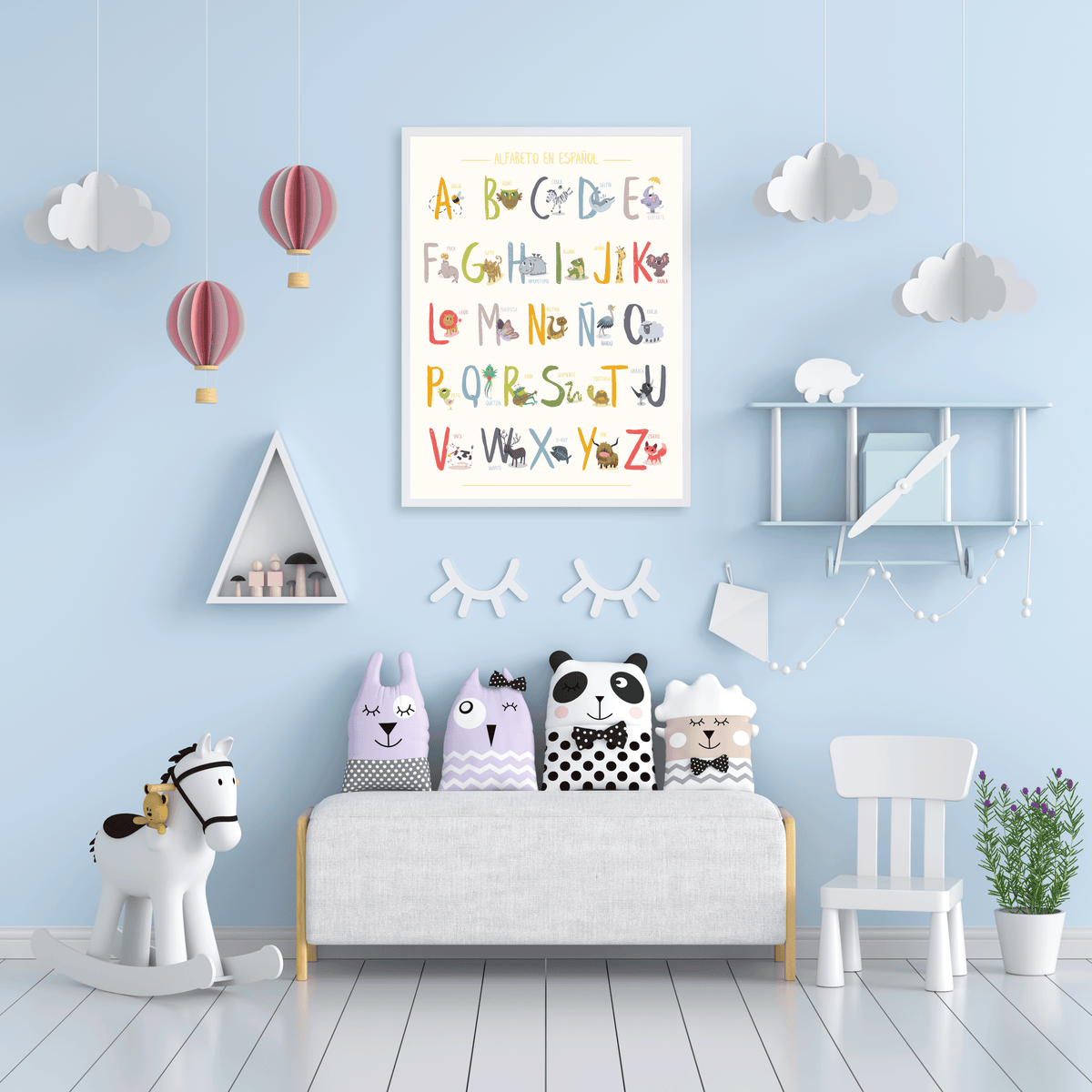 PRINTABLE SPANISH ALPHABET POSTER / PÓSTER ABECEDARIO – Lufi \u0026 Friends, image size:1200x1200